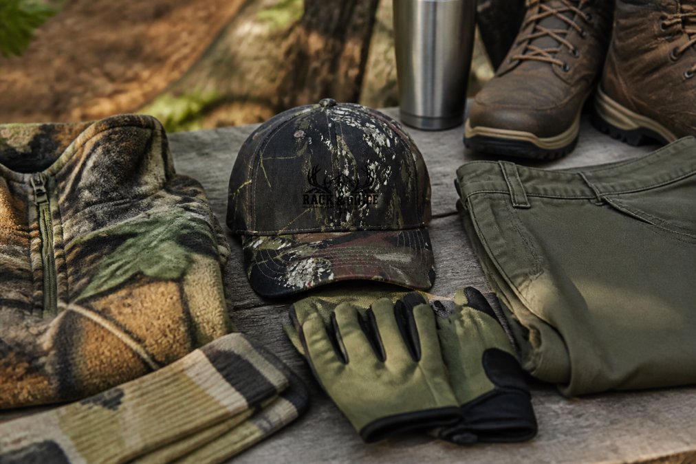 Person wearing camo cap and outdoor layers in a rural setting with natural morning light