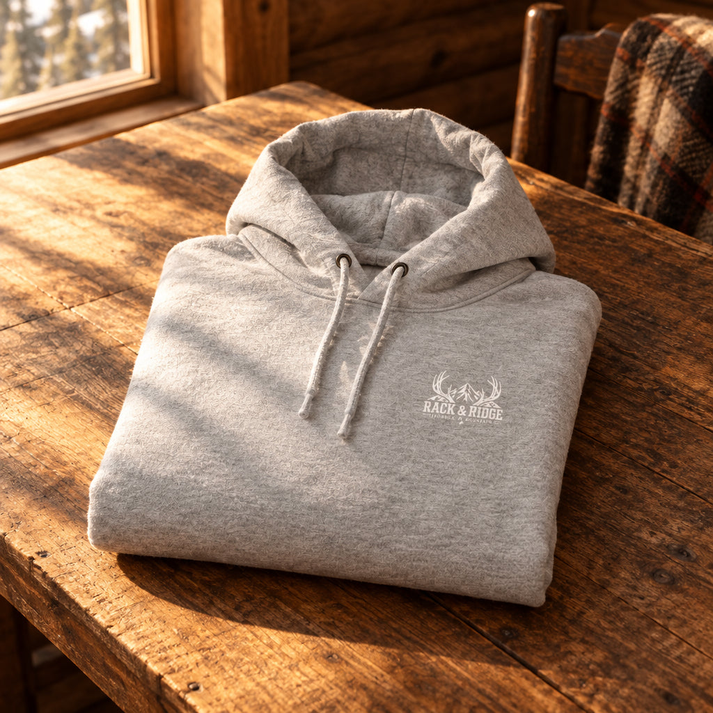 Black hoodie with a white logo 