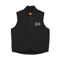 Embroidered Black Duck Cloth Work Vest — Yellow Floral Chest Design