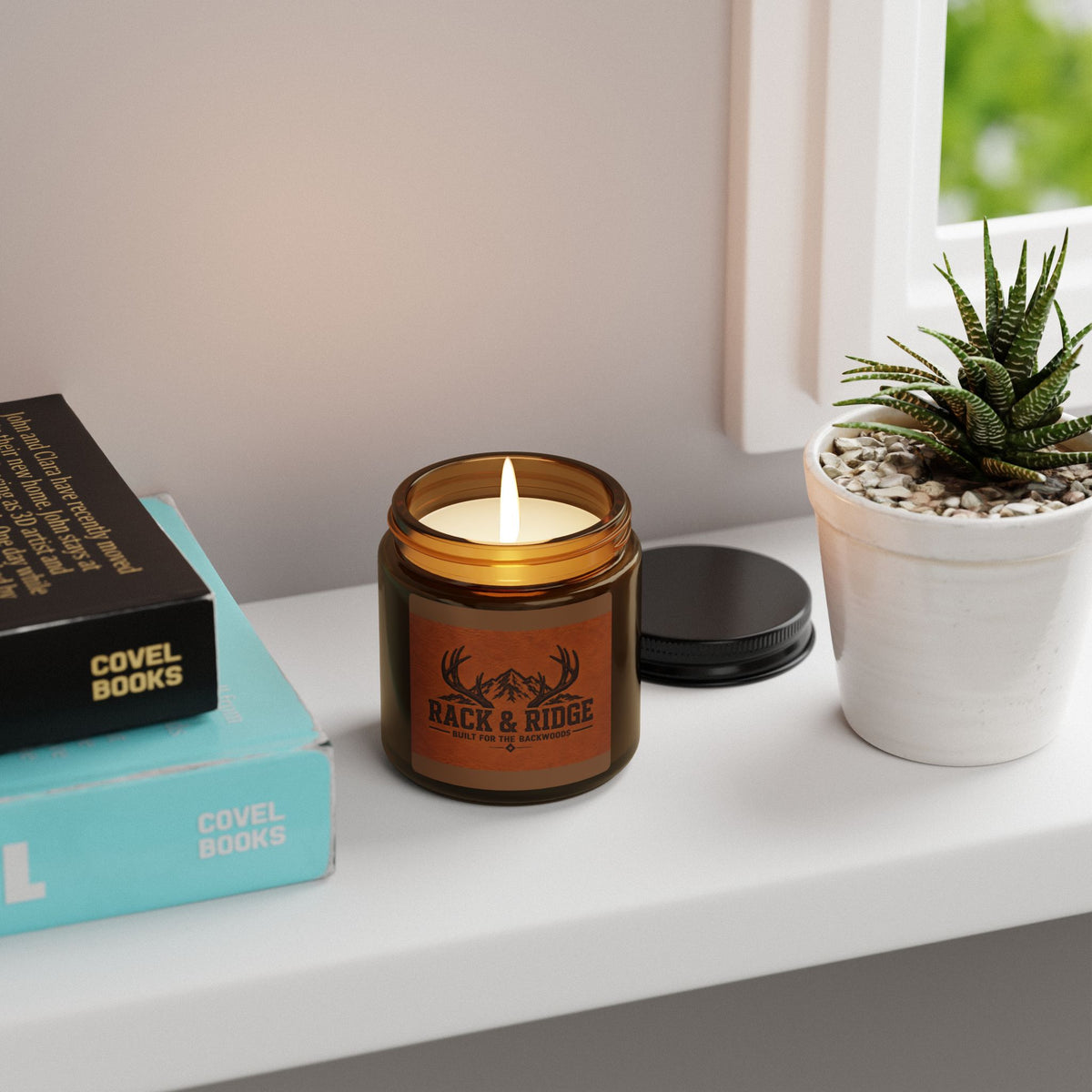 Rustic 'Rack & Ridge' Scented Soy Candle — Amber Jar (Multi-Size)