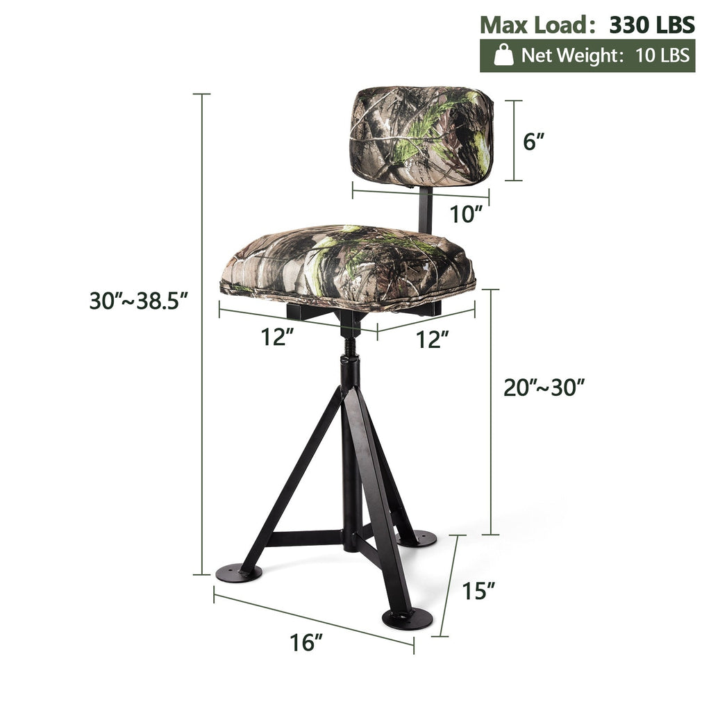 360° Swivel Hunting Chair | Tripod Stool with Detachable Backrest