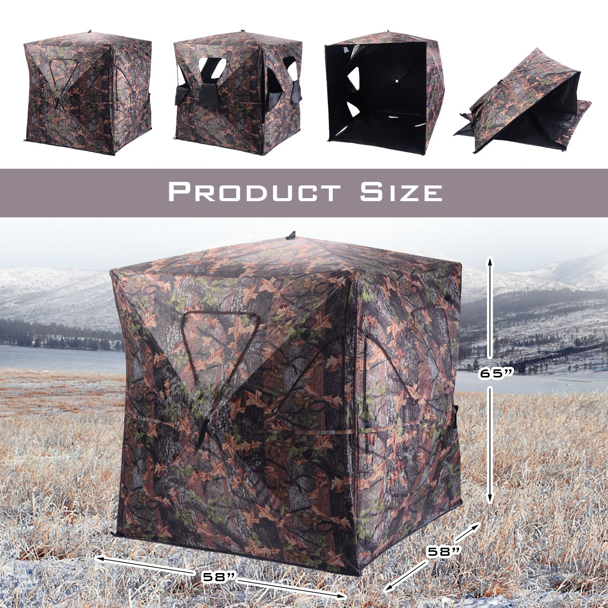 Portable Pop-Up Camo Ground Hunting Blind | 2–3 Person