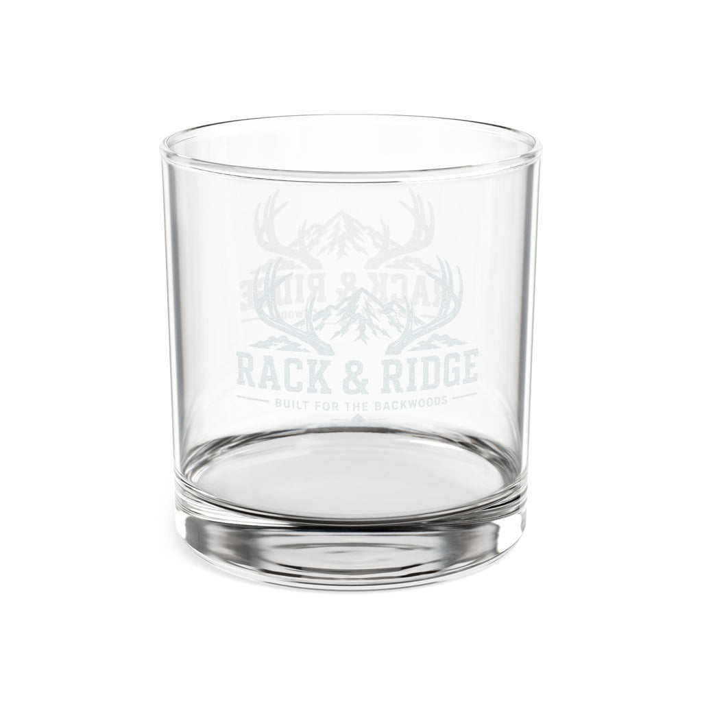 Engraved Rack & Ridge Whiskey Glass 10.5oz — Rustic Deer Antler Rocks Glass