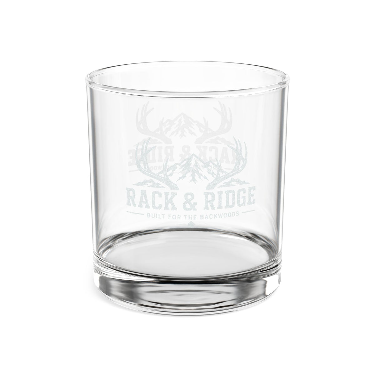 Engraved Rack & Ridge Whiskey Glass 10.5oz — Rustic Deer Antler Rocks Glass