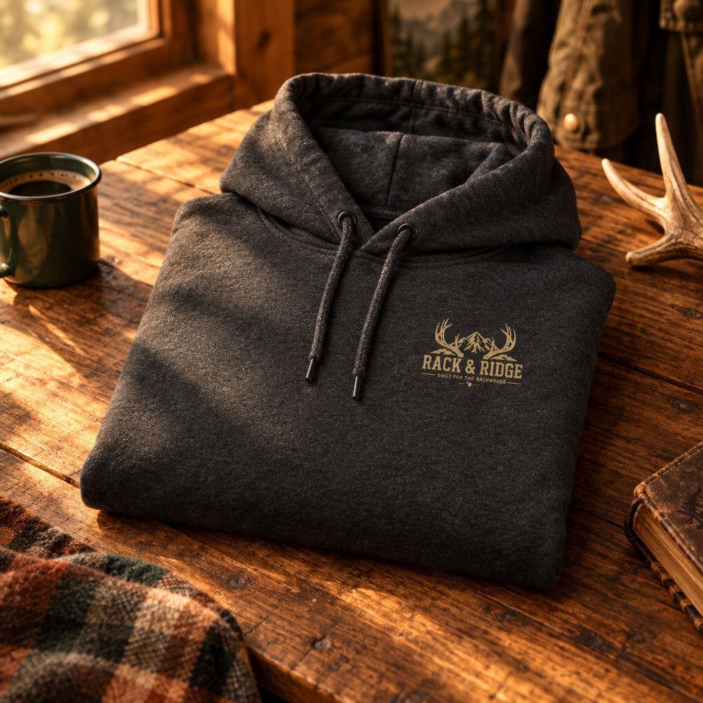 "Chase the Rut" | Rack & Ridge Hoodie — Army Green & Charcoal Heather