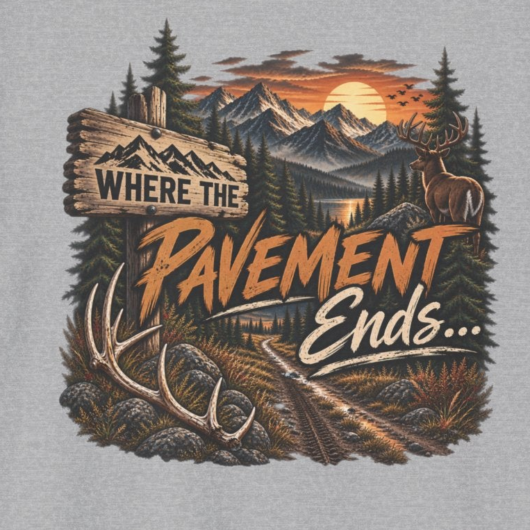 Rack & Ridge | Where the Pavement Ends T-Shirt