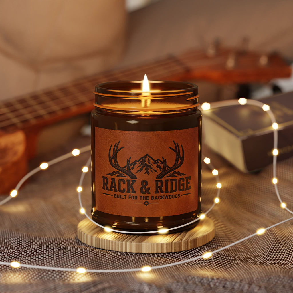 Rustic 'Rack & Ridge' Scented Soy Candle — Amber Jar (Multi-Size)