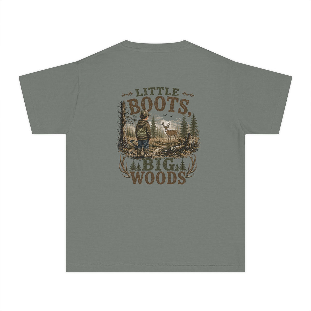 RACK & RIDGE Little Boots, Big Woods Youth Boys' Woodland T-Shirt