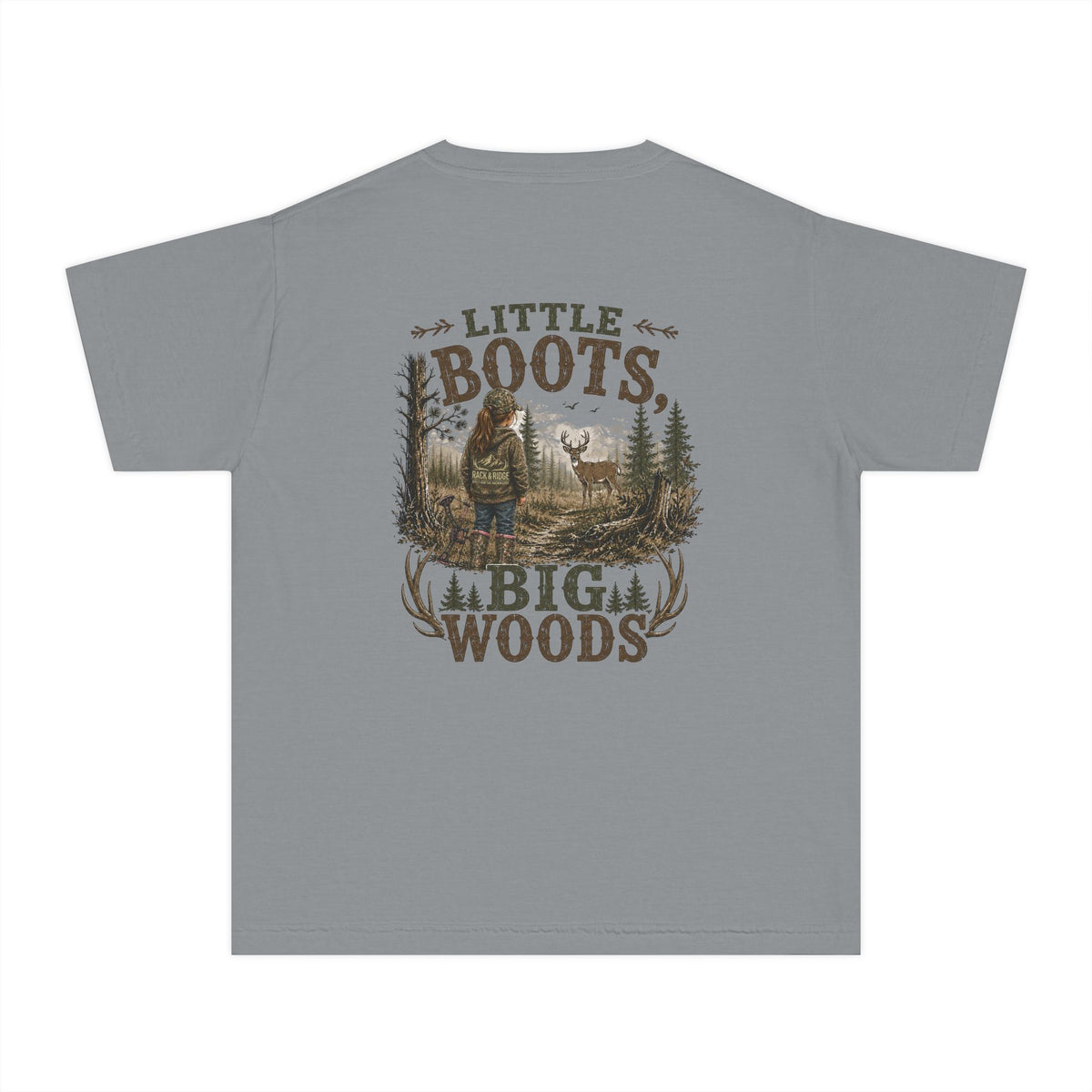 RACK & RIDGE Little Boots, Big Woods Youth Girls' Woodland T-Shirt