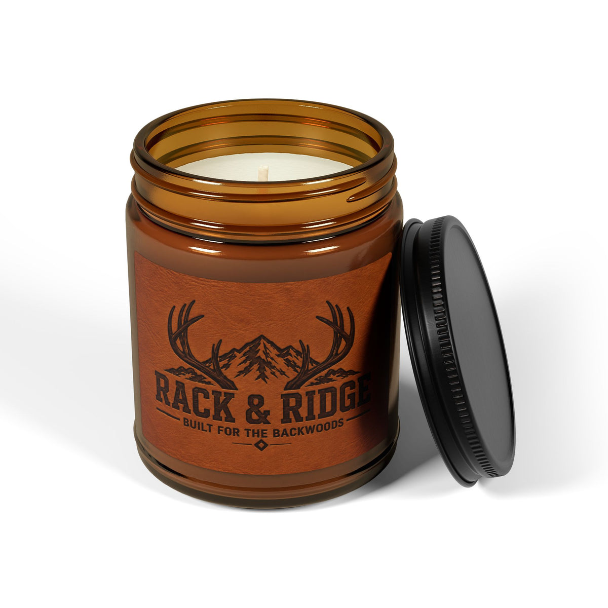 Rustic 'Rack & Ridge' Scented Soy Candle — Amber Jar (Multi-Size)
