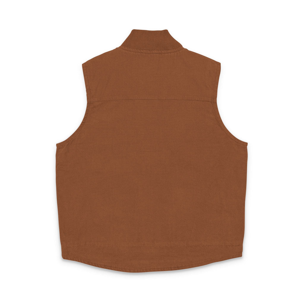 Embroidered Black Duck Cloth Work Vest — Yellow Floral Chest Design