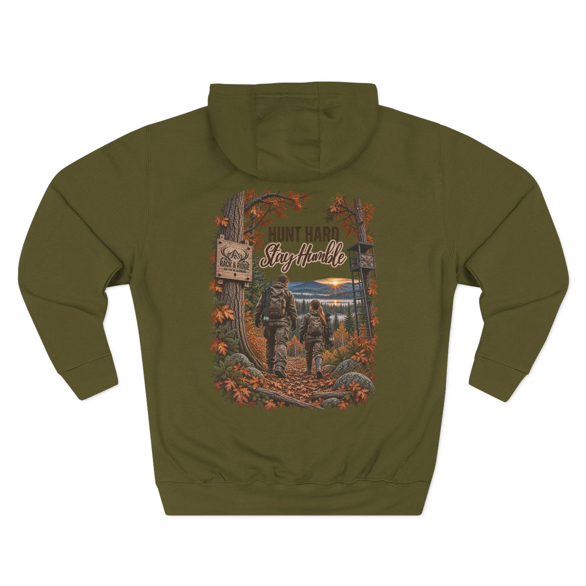 Rack & Ridge “Hunt Hard. Stay Humble.” Hoodie — Outdoor Daughter Fleece