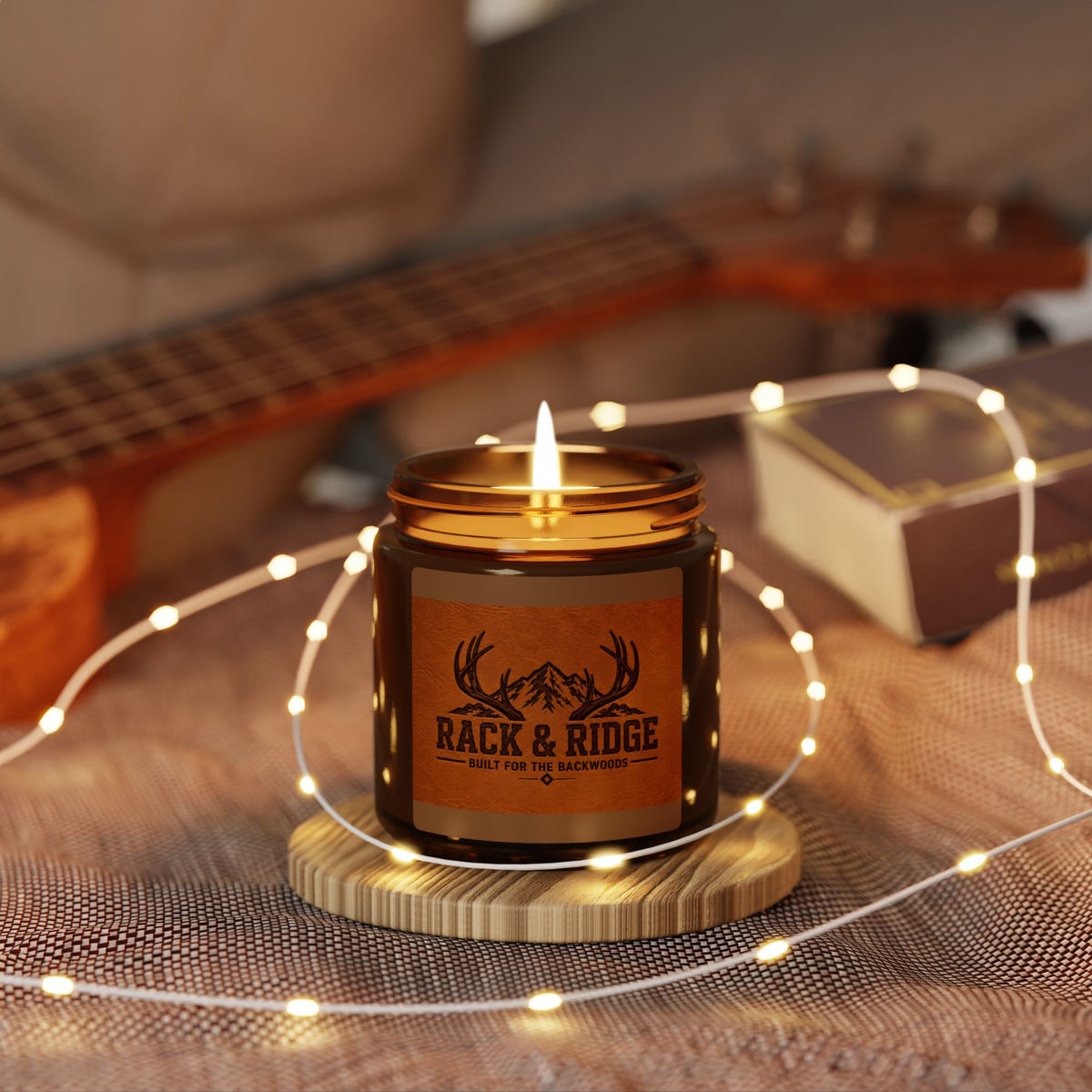 Rustic 'Rack & Ridge' Scented Soy Candle — Amber Jar (Multi-Size)