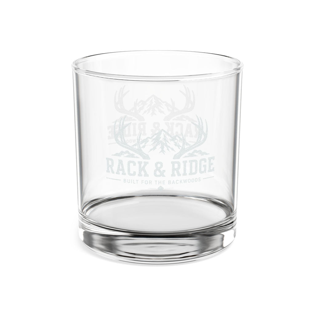 Engraved Rack & Ridge Whiskey Glass 10.5oz — Rustic Deer Antler Rocks Glass
