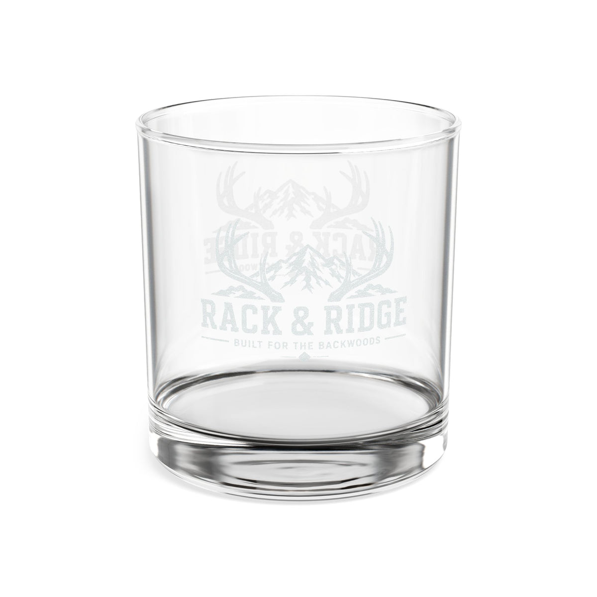 Engraved Rack & Ridge Whiskey Glass 10.5oz — Rustic Deer Antler Rocks Glass