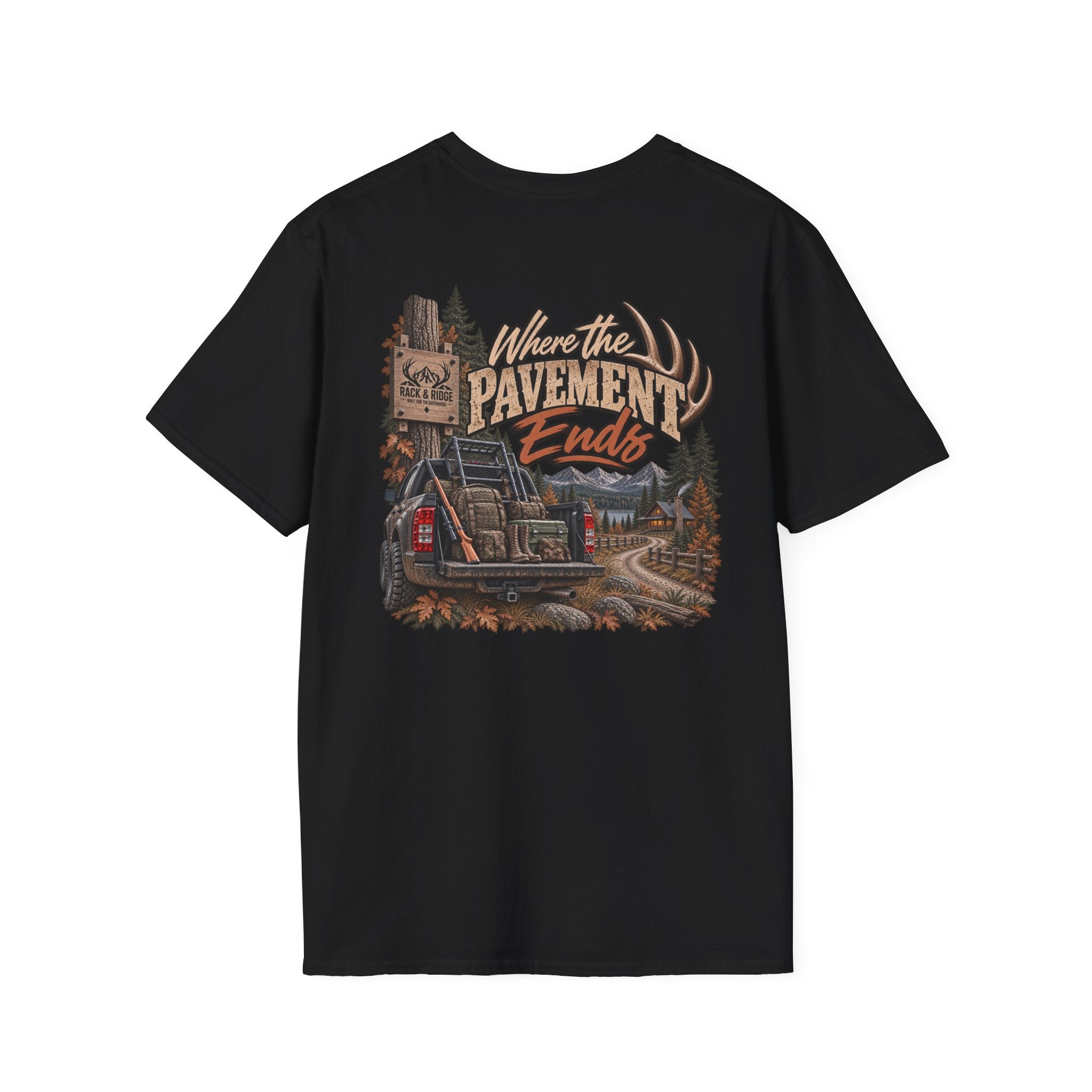 Rack & Ridge “Where the Pavement Ends” Tee — Rustic Outdoor Graphic T-Shirt
