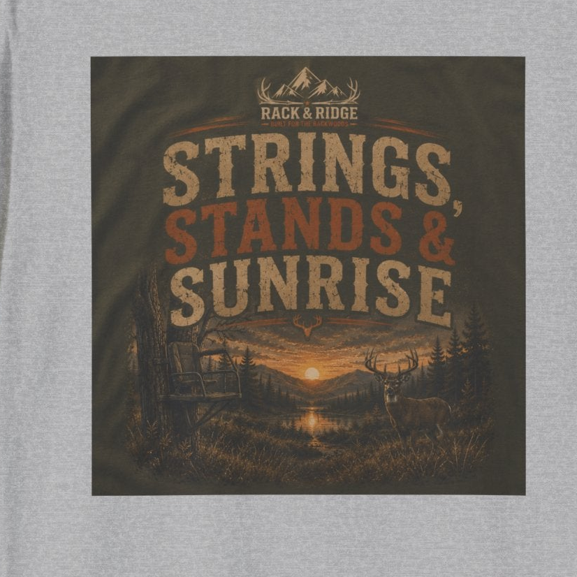 Rack & Ridge | Strings, Stands & Sunrise T-Shirt — Muted Colorway