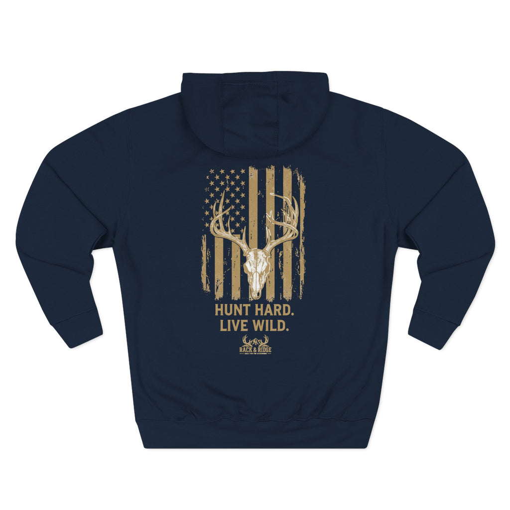 Hunt Hard. Live Wild. Flag | Rack & Ridge Hoodie