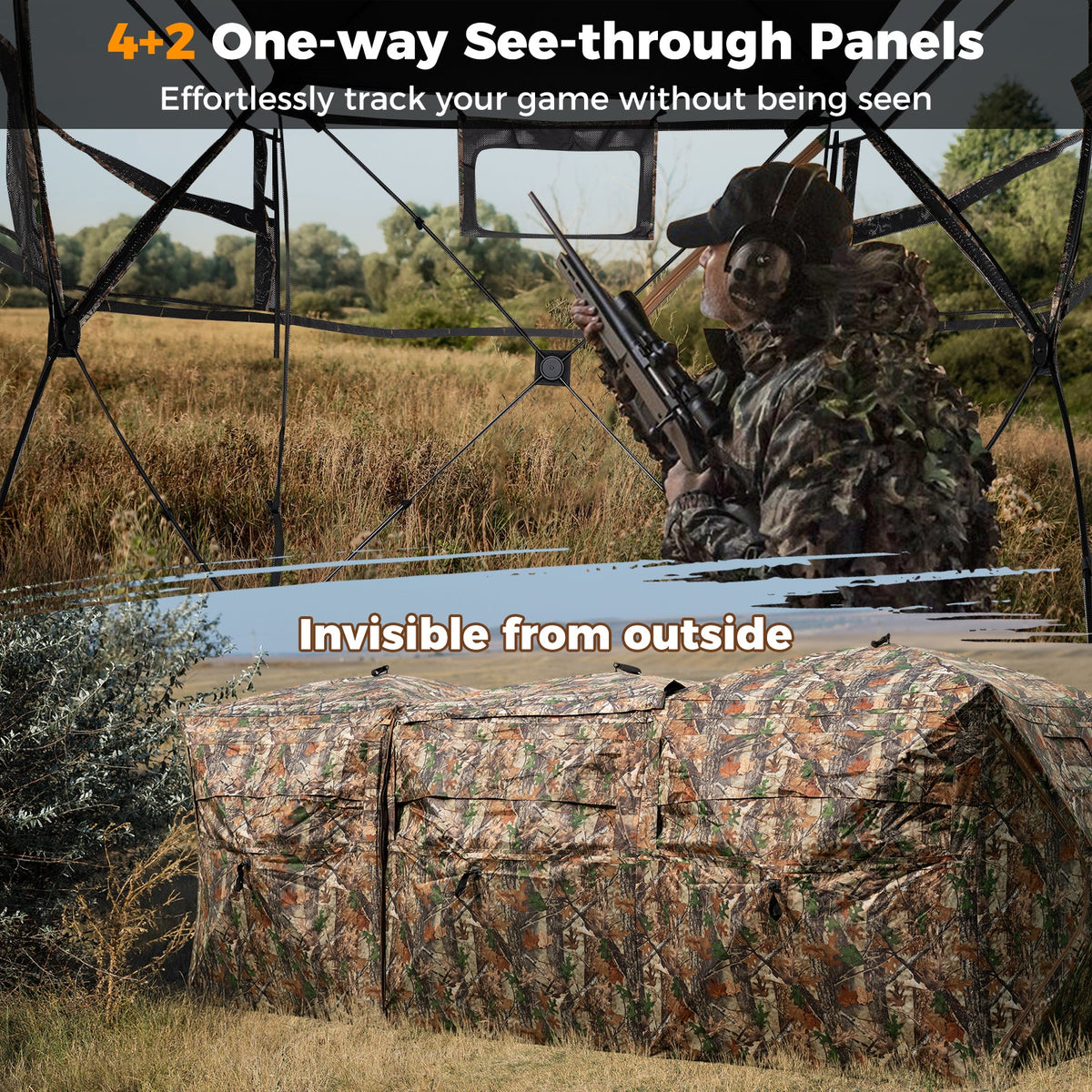 Side-by-Side See-Through Hunting Blinds | 2–6 Person Modular Set