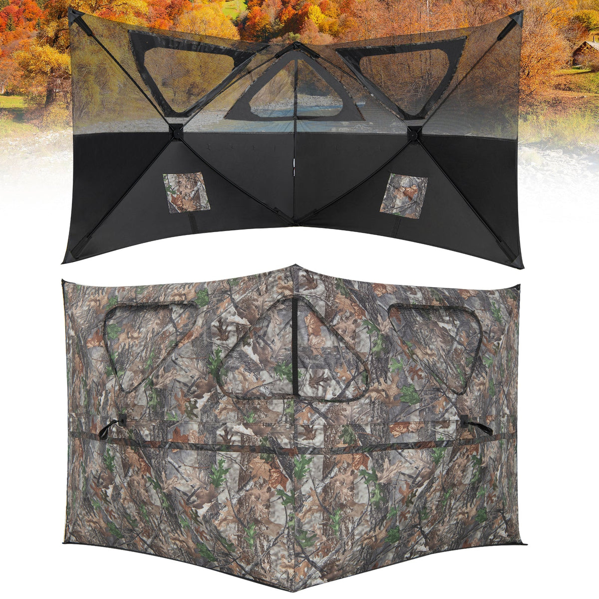 2-Panel Pop-Up Ground Hunting Blind | 3 Shooting Ports