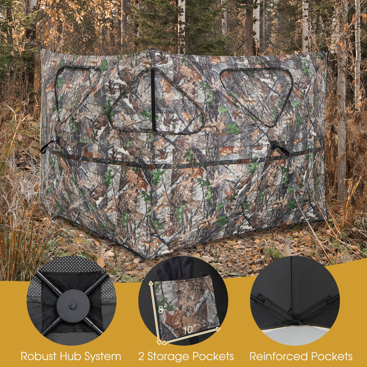 2-Panel Pop-Up Ground Hunting Blind | 3 Shooting Ports