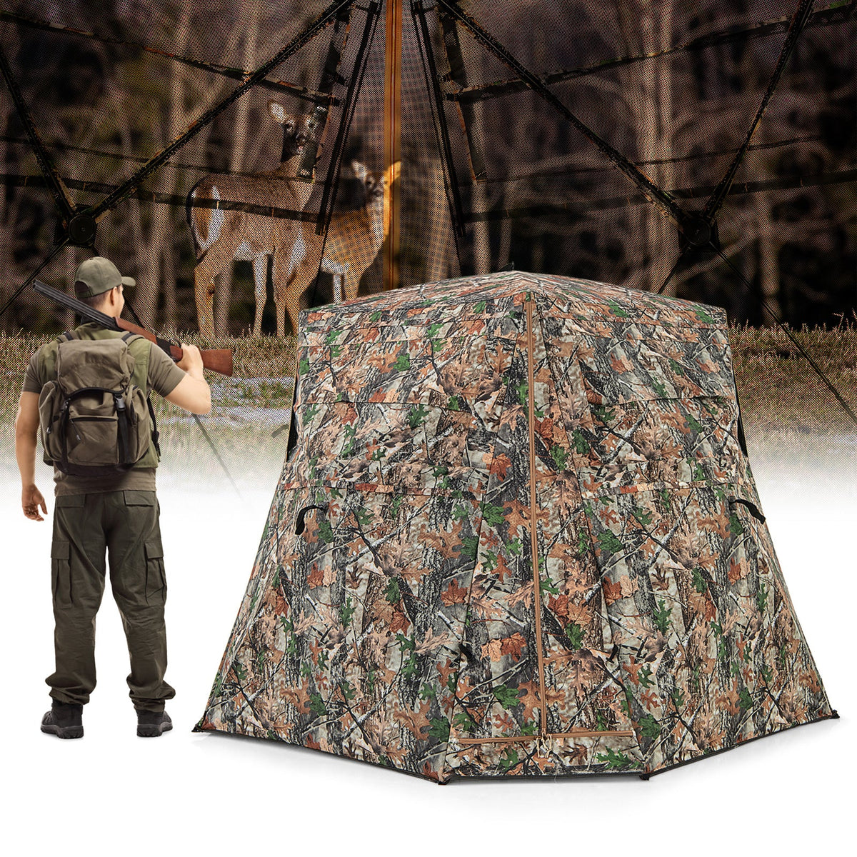 One-Way See-Through Ground Hunting Blind | Deer & Turkey