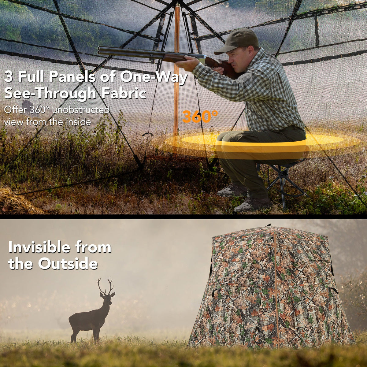 One-Way See-Through Ground Hunting Blind | Deer & Turkey