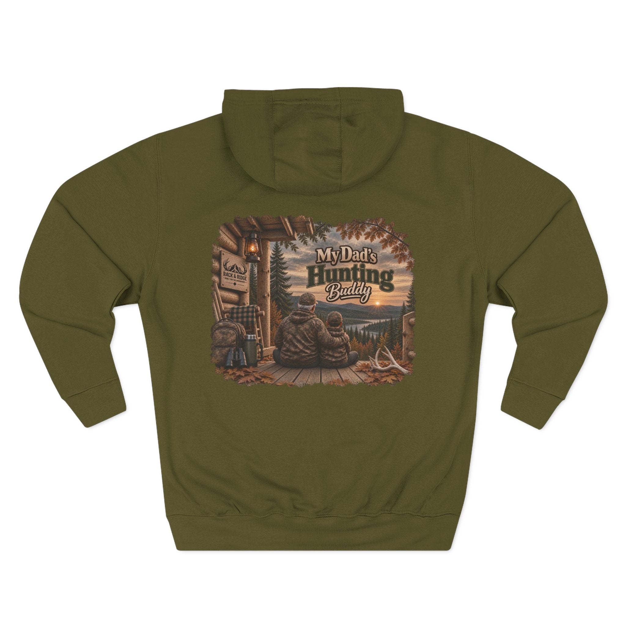 Rack & Ridge “My Dad’s Hunting Buddy” Hoodie — Grandpa & Grandson Outdoor Fleece