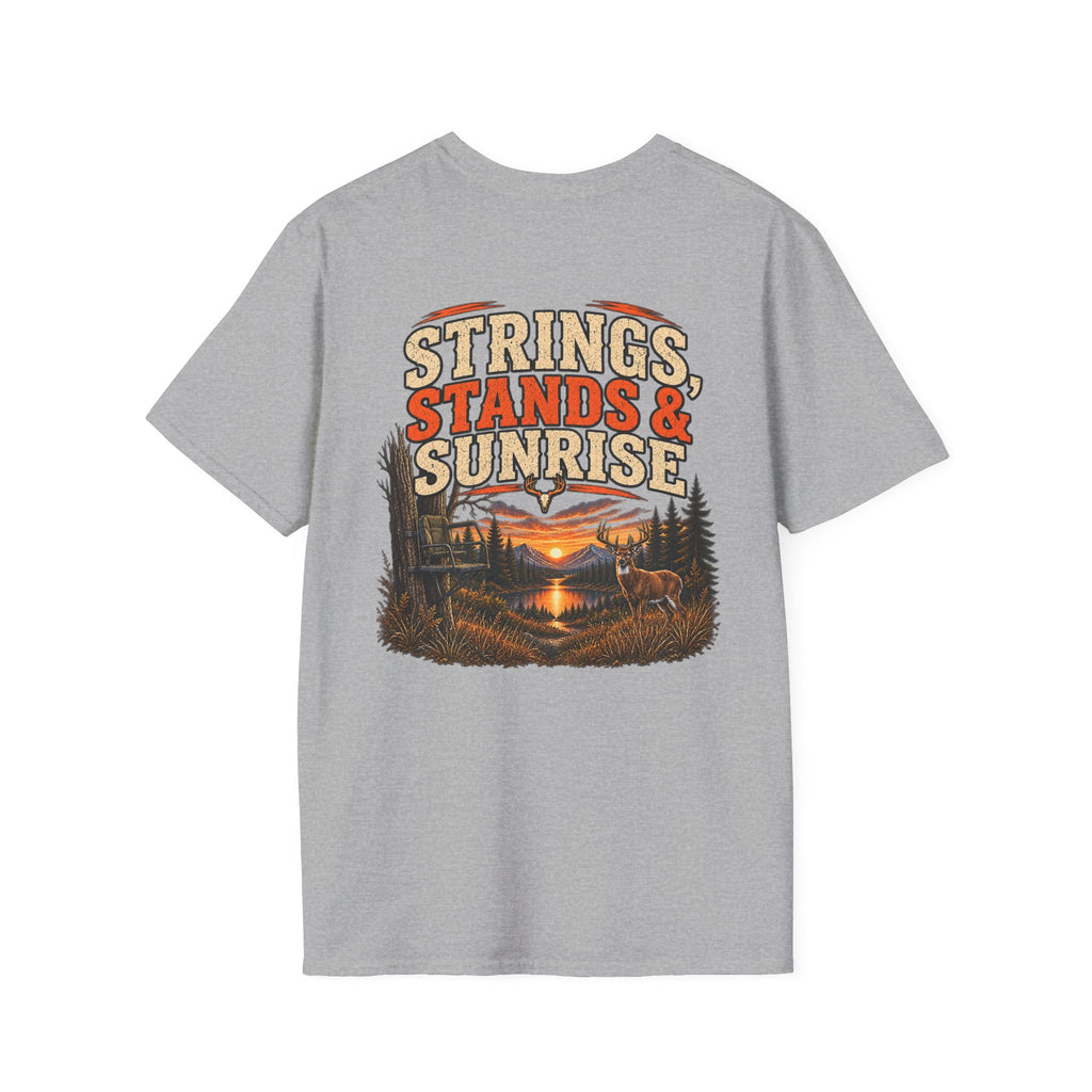 RACK & RIDGE Strings, Stands & Sunrise Adult Unisex T-Shirt