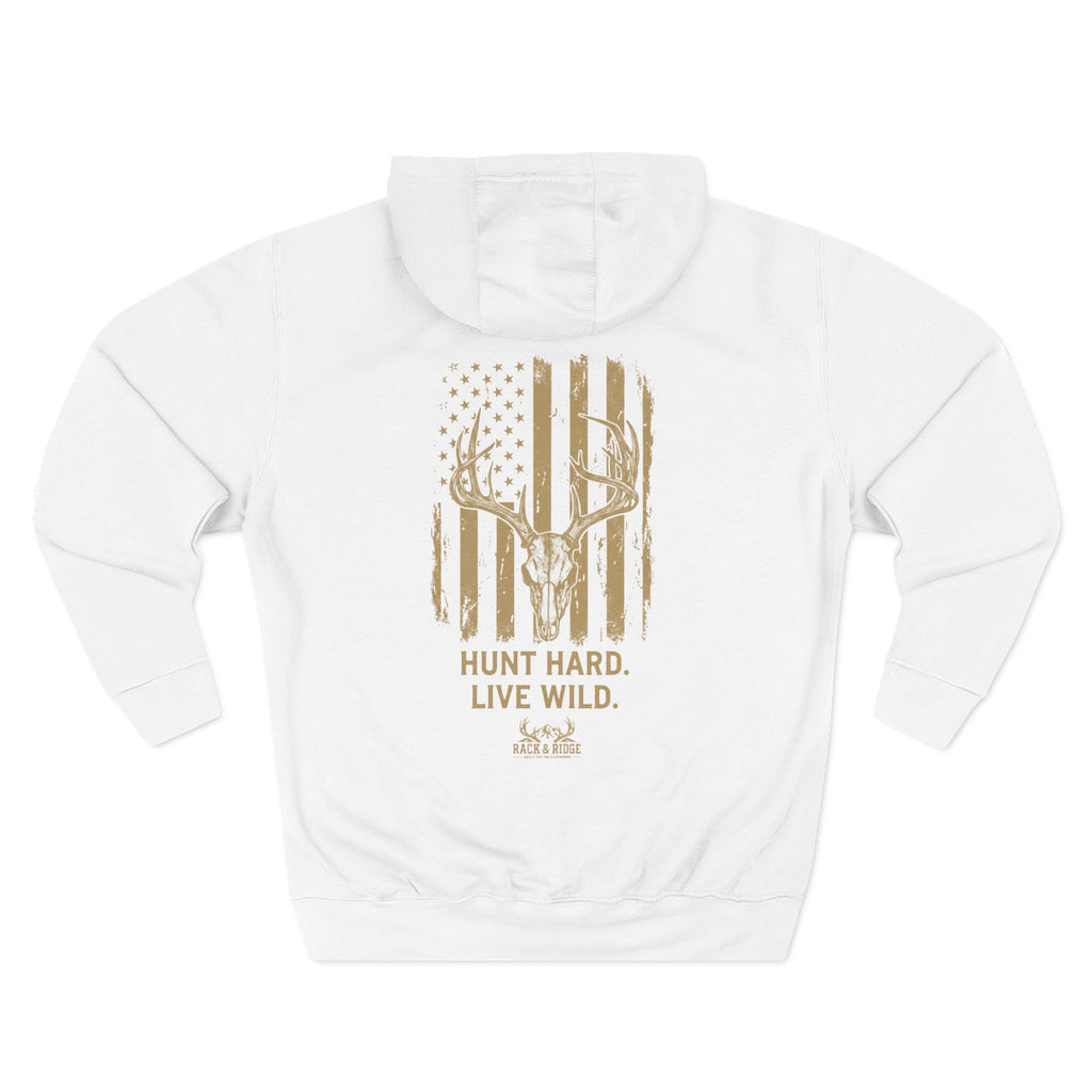 Hunt Hard. Live Wild. Flag | Rack & Ridge Hoodie