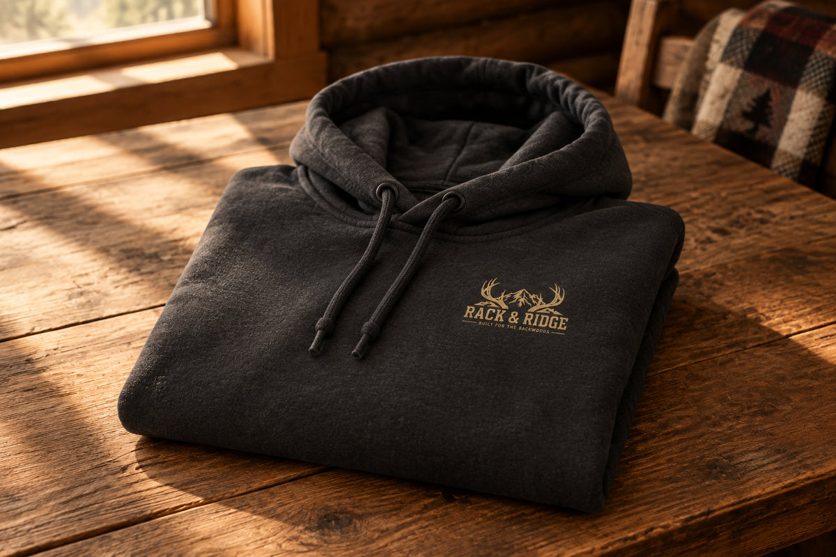 Blue hoodie with a logo on the chest