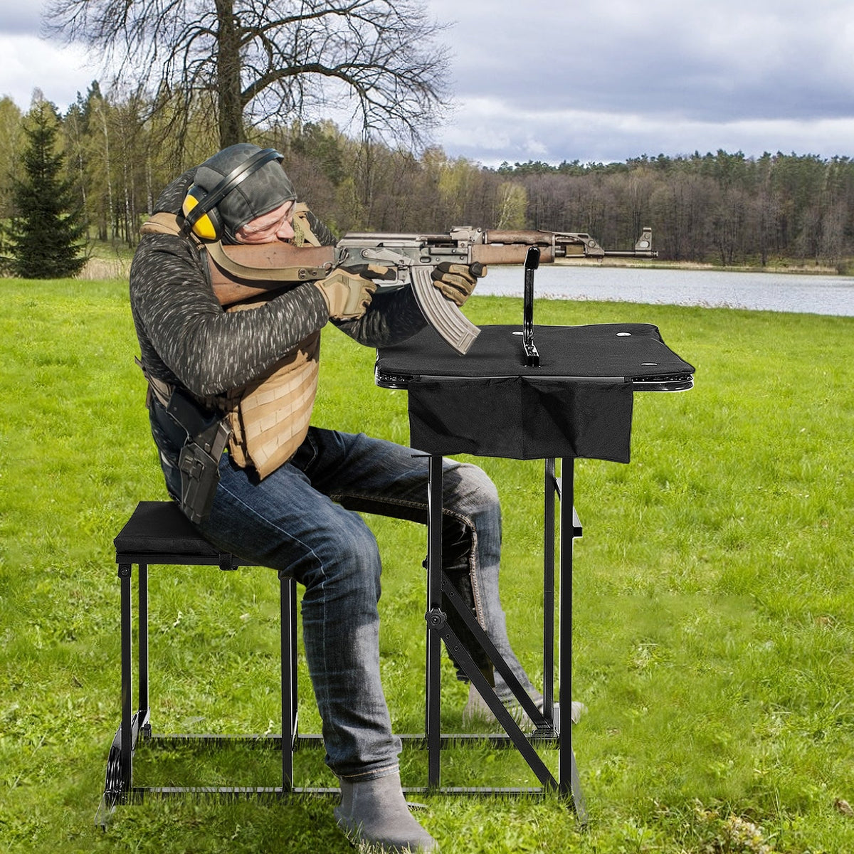 Foldable Shooting Bench | Adjustable Table, Seat & Shooting Rest