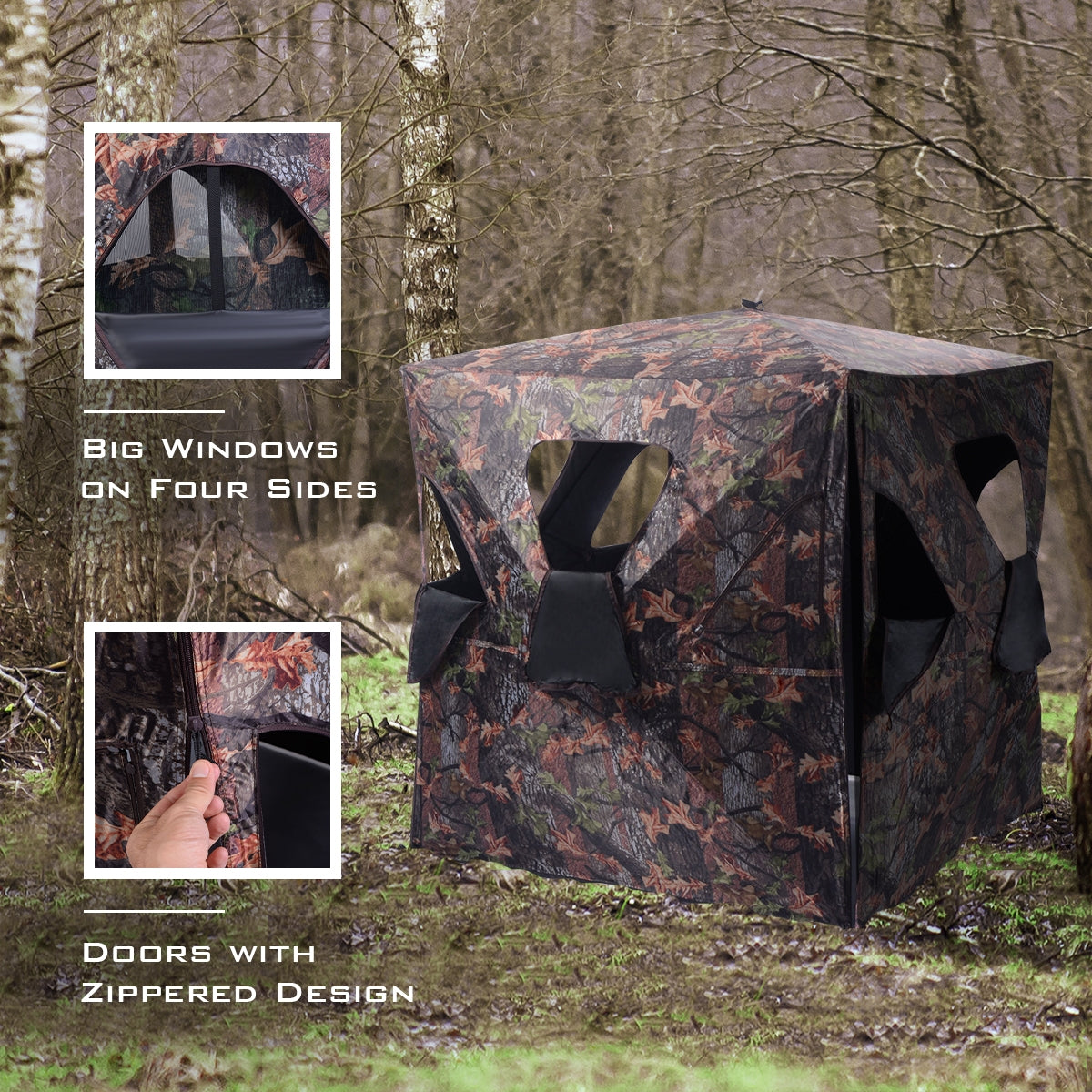 Portable Pop-Up Camo Ground Hunting Blind | 2–3 Person