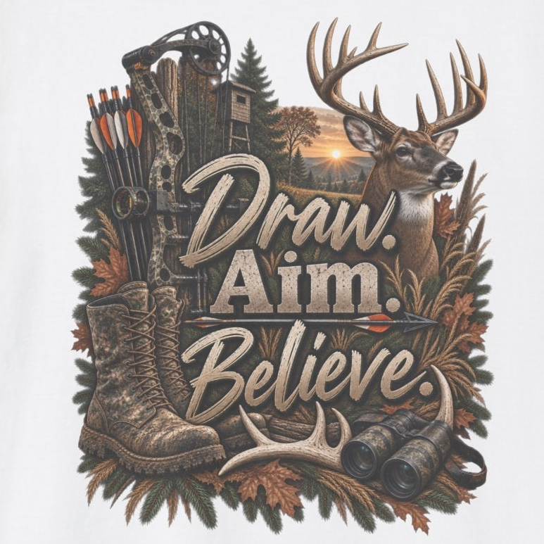 Rack & Ridge | Draw. Aim. Believe. T-Shirt