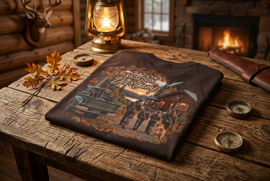 Rack & Ridge “Raised on Deer Camp” Tee — The Signature Outdoor Family Shirt