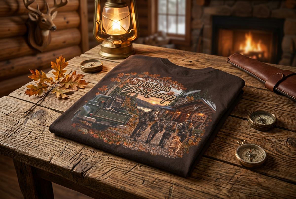 Rack & Ridge “Raised on Deer Camp” Tee — The Signature Outdoor Family Shirt