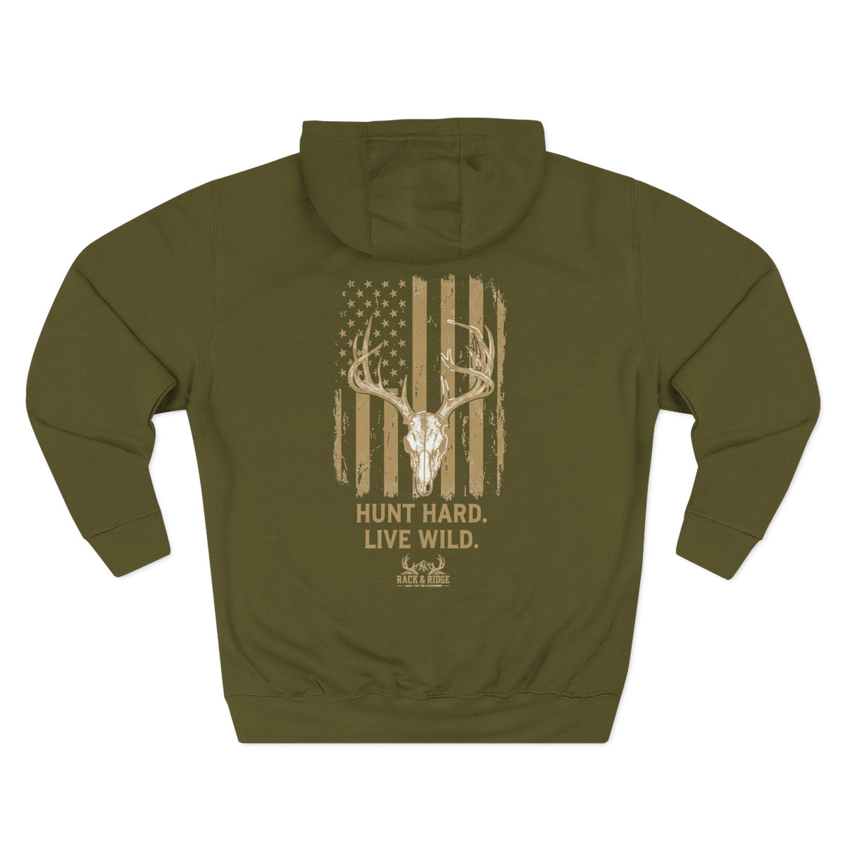 Hunt Hard. Live Wild. Flag | Rack & Ridge Hoodie