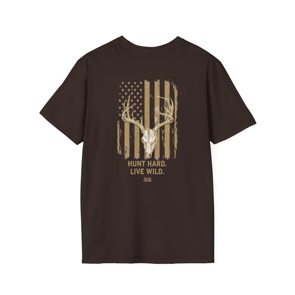 Hunt Hard. Live Wild. | Rack & Ridge Flag T-Shirt