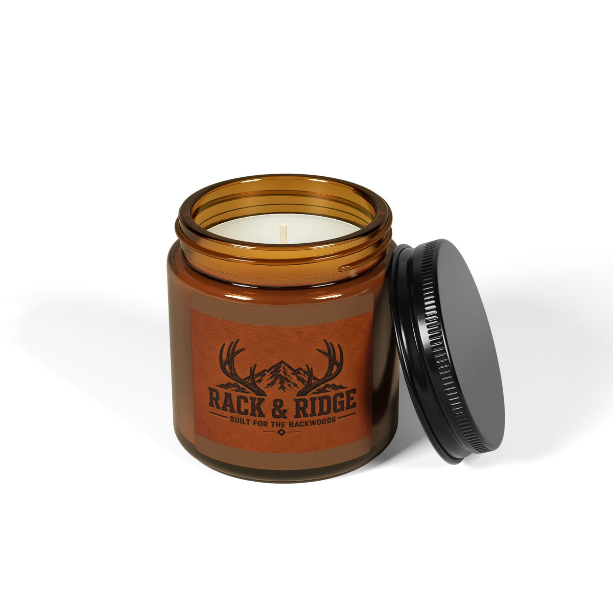 Rustic 'Rack & Ridge' Scented Soy Candle — Amber Jar (Multi-Size)