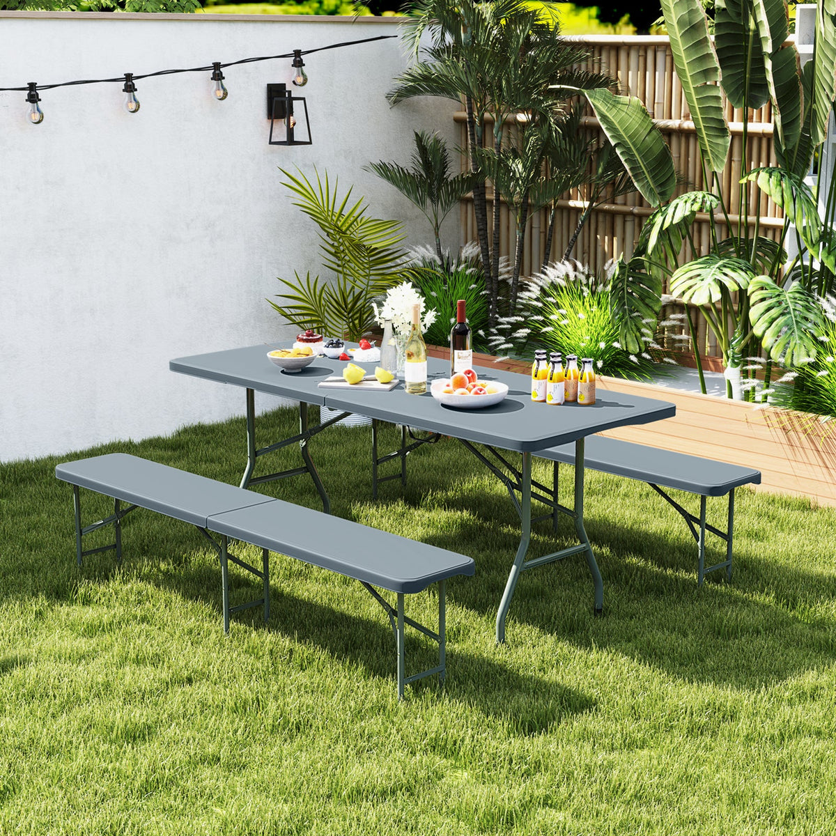 6-Foot Folding Bench | Seats 4, Carry Handle & Lock