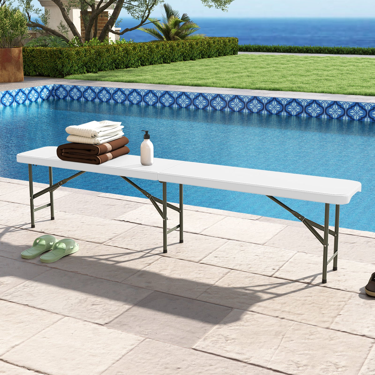 6-Foot Folding Bench | Seats 4, Carry Handle & Lock