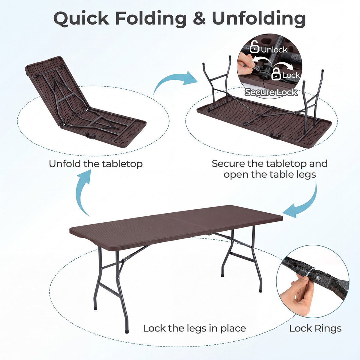 Camping Table | Rattan-Texture Top