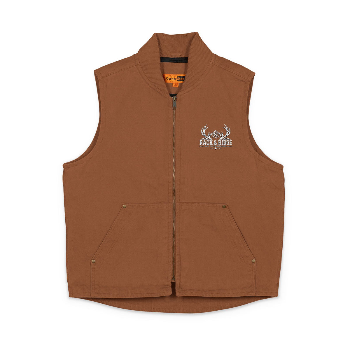 Rack & Ridge | 12 oz Cotton Duck Work Vest - Yellow Floral Embroidery