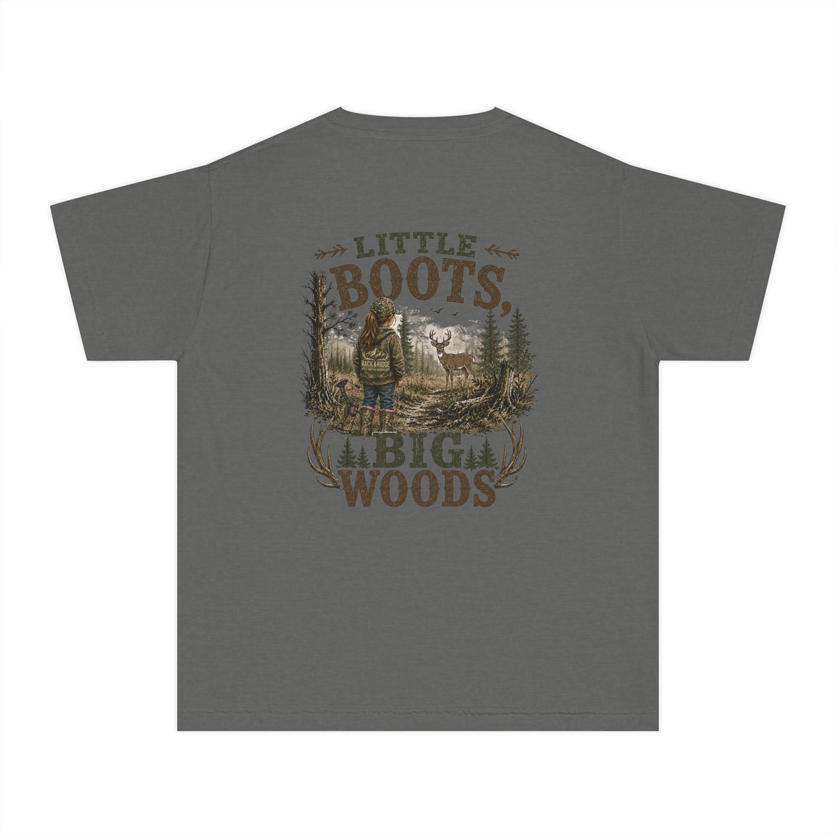 RACK & RIDGE Little Boots, Big Woods Youth Girls' Woodland T-Shirt