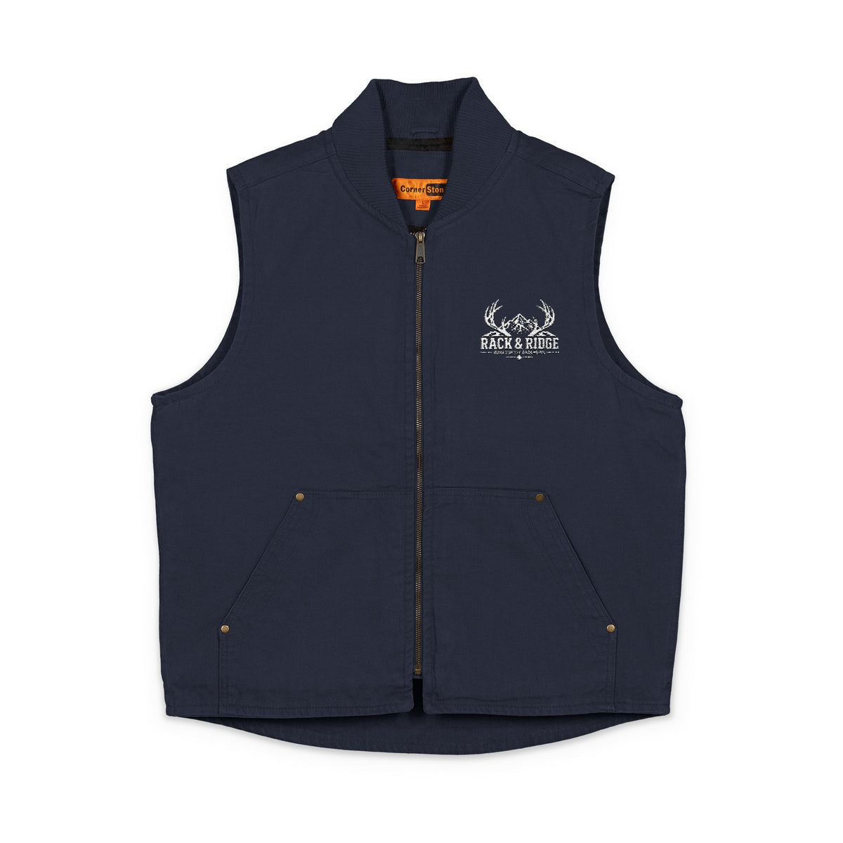 Rack & Ridge | 12 oz Cotton Duck Work Vest - Yellow Floral Embroidery