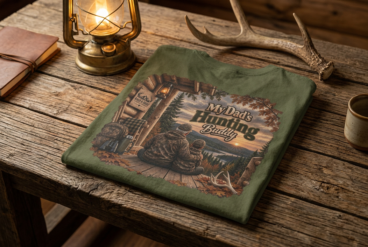 Rack & Ridge “My Dad’s Hunting Buddy” Tee — Grandpa & Grandson Outdoor Shirt