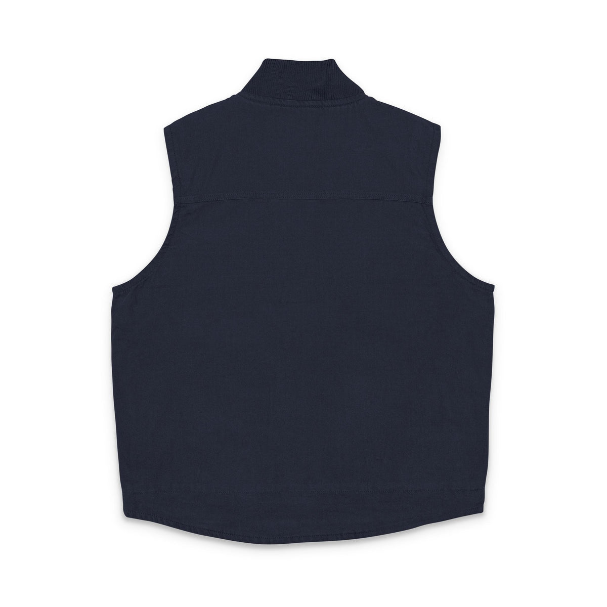 Embroidered Black Duck Cloth Work Vest — Yellow Floral Chest Design