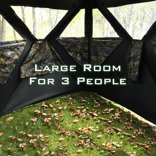 3-Person Pop-Up Ground Hunting Blind | Camo with Tie-Downs