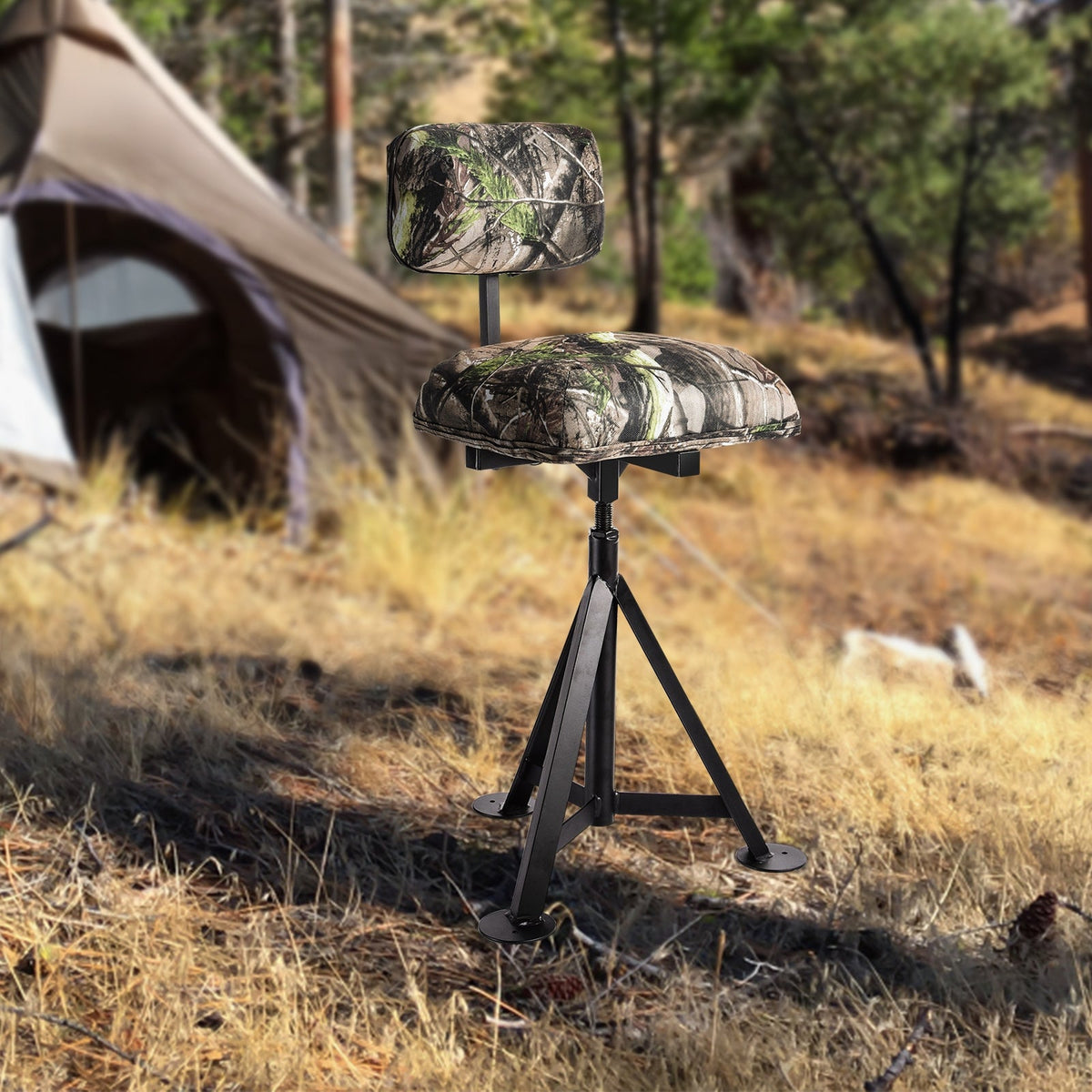 360° Swivel Hunting Chair | Tripod Stool with Detachable Backrest