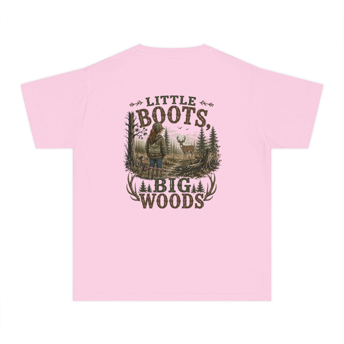 RACK & RIDGE Little Boots, Big Woods Youth Girls' Woodland T-Shirt
